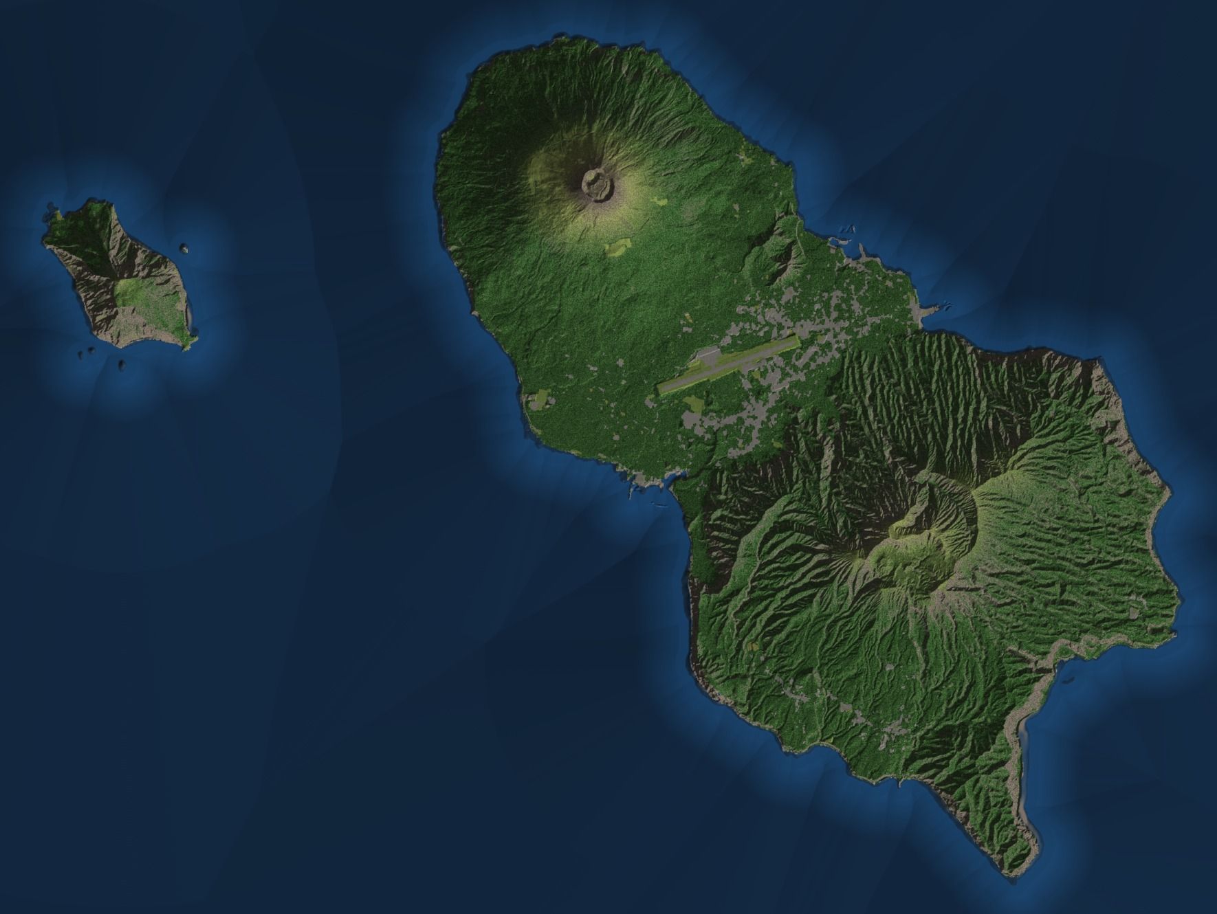 Map of Hachijō-jima with the game's planned sites and the places covered by logs