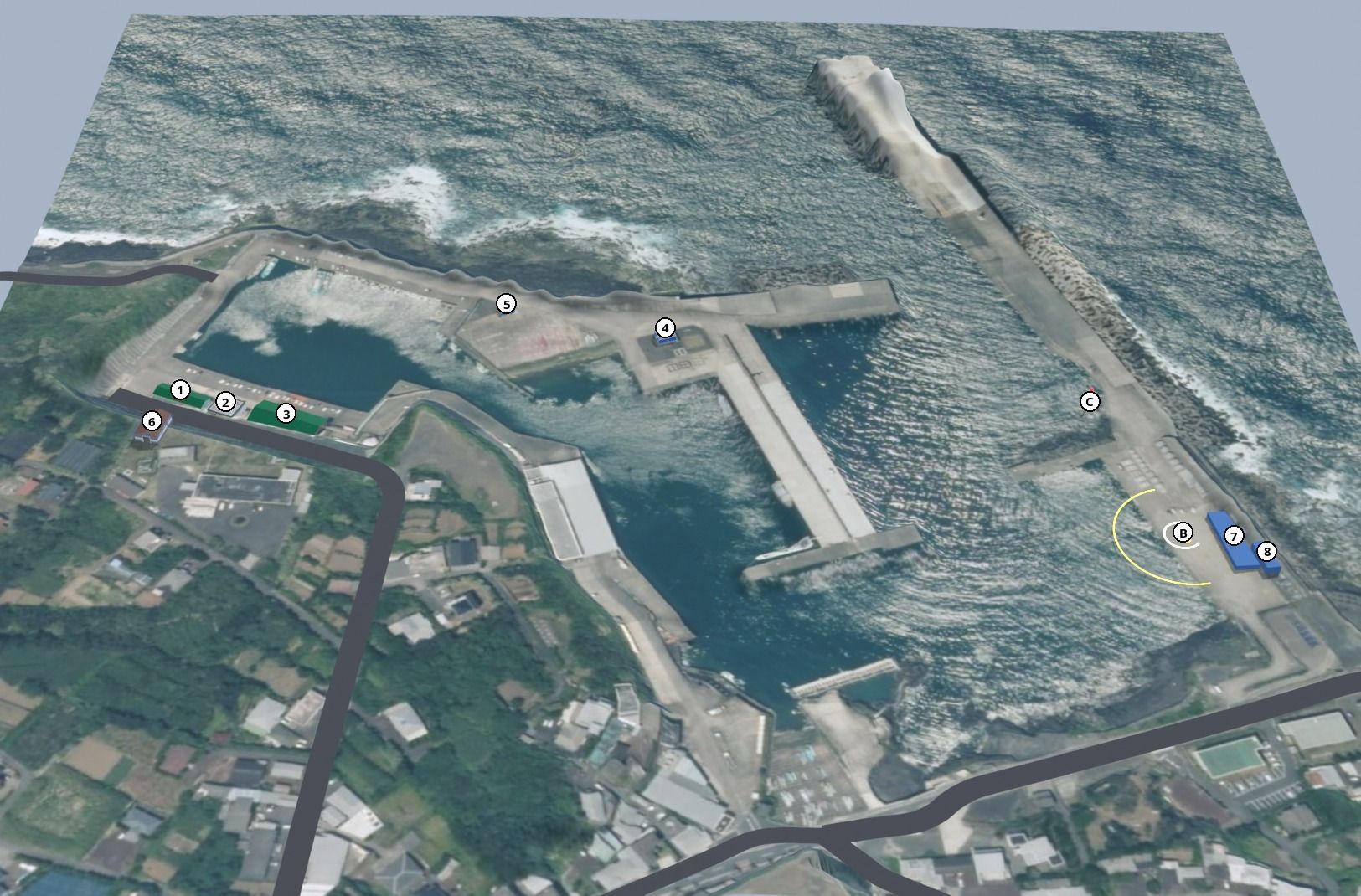 Kaminato port, the site plan on the game terrain